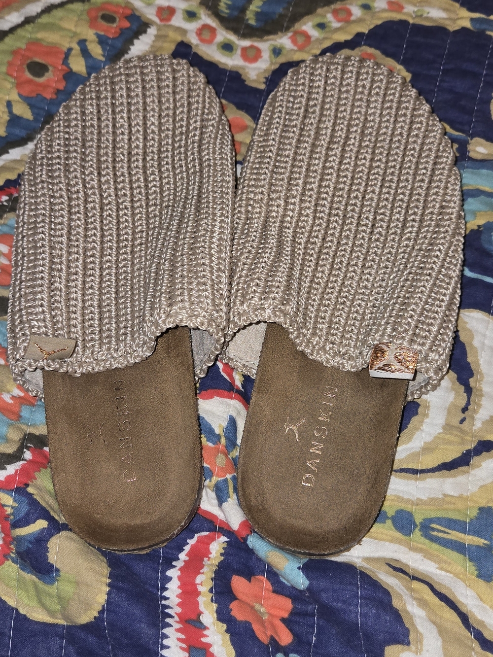 Danskin Beige Knit Slip-On Mules